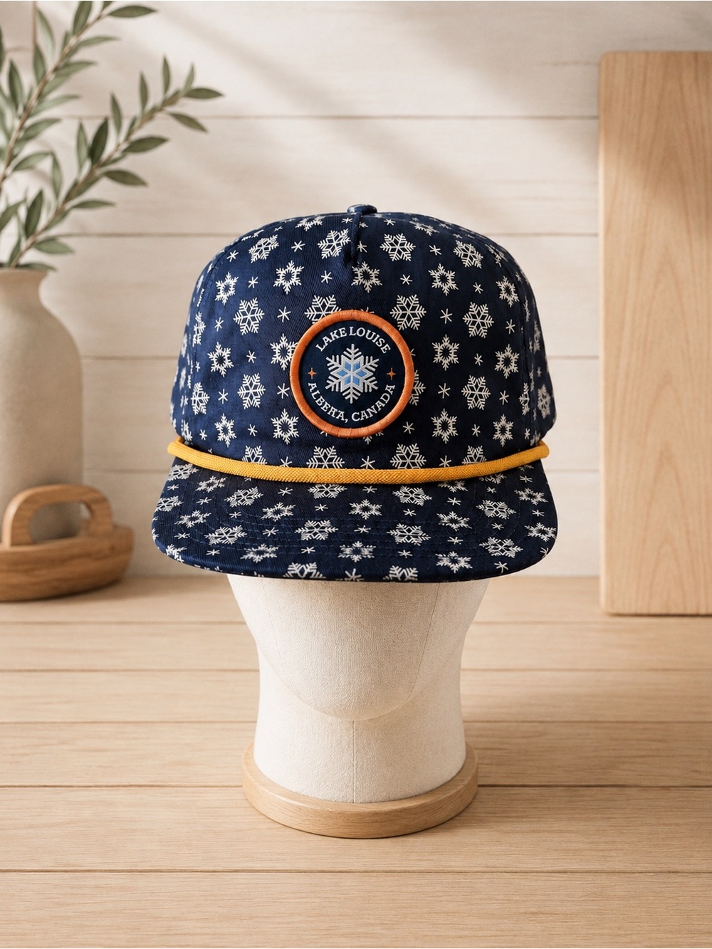 Lake Louise Navy Snowflake Rope-Trim Cap